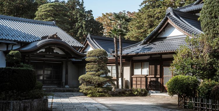 Front View Japanese Temple Complex